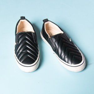 Zara Black Quilted Slip-On Sneakers with White Soles